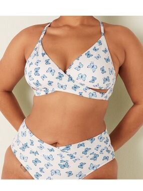 Victoria’s Secret PINK Butterfly Print Bikini in White & Blue